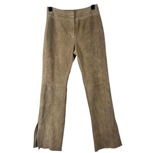 Katherine Barclay Genuine Suede Western/ boho  straight leg hem slit side pants